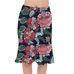 Beautiful Floral Vector Seamless Pattern Short Mermaid Skirt by Vaneshart