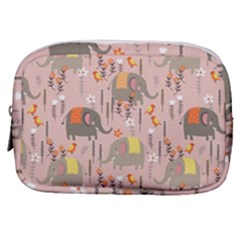 Cute Elephant Wild Flower Field Seamless Pattern Make Up Pouch (small) by Vaneshart