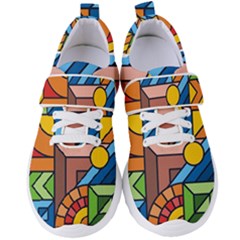 Colorful Geometric Mosaic Background Women s Velcro Strap Shoes by Vaneshart