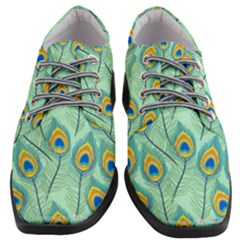 Lovely Peacock Feather Pattern With Flat Design Women Heeled Oxford Shoes by Vaneshart