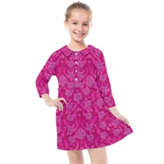 Roses And Roses A Soft Flower Bed Ornate Kids  Quarter Sleeve Shirt Dress by pepitasart