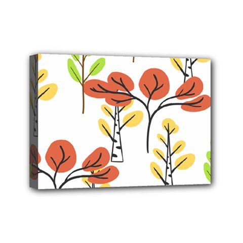 Tree Autumn Forest Landscape Mini Canvas 7  X 5  (stretched) by Mariart