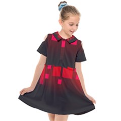 Light Neon City Buildings Sky Red Kids  Short Sleeve Shirt Dress by HermanTelo