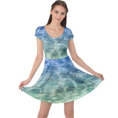 Water Blue Transparent Crystal Cap Sleeve Dress by HermanTelo