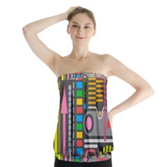 Pattern Geometric Abstract Colorful Arrows Lines Circles Triangles Strapless Top by Vaneshart