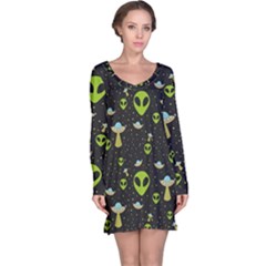 Alien Ufo Pattern Long Sleeve Nightdress by Vaneshart