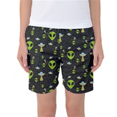 Alien Ufo Pattern Women s Basketball Shorts by Vaneshart