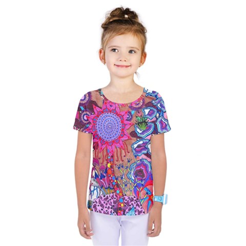 Red Flower Abstract  Kids  One Piece Tee by okhismakingart