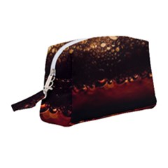 Water Drops Bubbles Macro Close Up Brown Wristlet Pouch Bag (medium) by Vaneshart