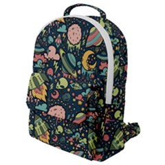 Texture Patterns Aliens Rockets Space Flap Pocket Backpack (small) by Vaneshart