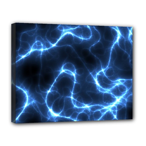 Lightning Electricity Pattern Blue Canvas 14  X 11  (stretched)