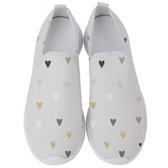 Grey Hearts Print Romantic Men s Slip On Sneakers by Lullaby