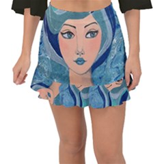 Blue Girl Fishtail Mini Chiffon Skirt by CKArtCreations
