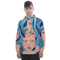 Blue Girl Men s Front Pocket Pullover Windbreaker by CKArtCreations