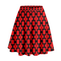 Pattern Red Black Texture Cross High Waist Skirt by Simbadda