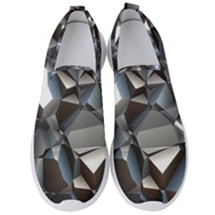 Triangles Polygon Color Silver Uni Men s Slip On Sneakers by Simbadda