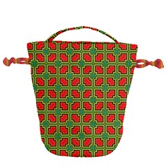 Pattern Modern Texture Seamless Red Yellow Green Drawstring Bucket Bag by Simbadda