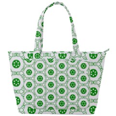 White Background Green Shapes Back Pocket Shoulder Bag  by Simbadda