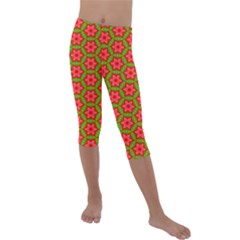 Pattern Flower Texture Seamless Kids  Lightweight Velour Capri Leggings  by Simbadda