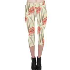 Flower Flora Leaf Wallpaper Capri Leggings  by Simbadda