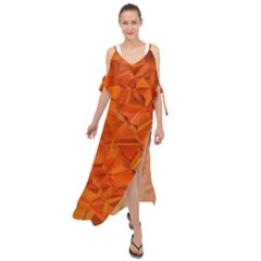 Low Poly Polygons Triangles Maxi Chiffon Cover Up Dress by Simbadda