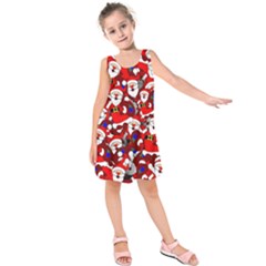 Nicholas Santa Christmas Pattern Kids  Sleeveless Dress by Simbadda