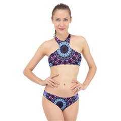 Kaleidoscope Shape Abstract Design High Neck Bikini Set by Simbadda