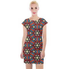 Pattern Stained Glass Church Cap Sleeve Bodycon Dress by Simbadda