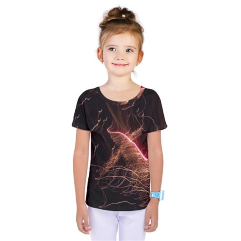 Light Night Dark Sparkler Firework Darkness Bonfire Celebrate Thanksgiving Screenshot Special Effect Kids  One Piece Tee by Vaneshart