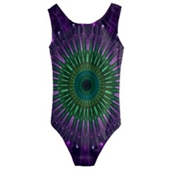 Light Abstract Flower Purple Petal Glass Color Circle Art Symmetry Digital Shape Fractal Macro Photo Kids  Cut-out Back One Piece Swimsuit by Vaneshart