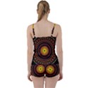 Spiral Pattern Circle Neon Psychedelic Illustration Design Symmetry Shape Mandala Tie Front Two Piece Tankini View2