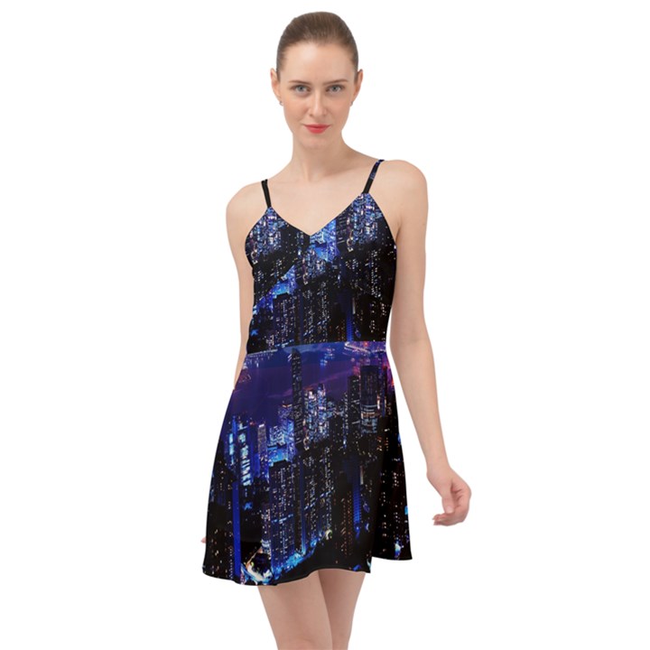 Night City Dark Summer Time Chiffon Dress