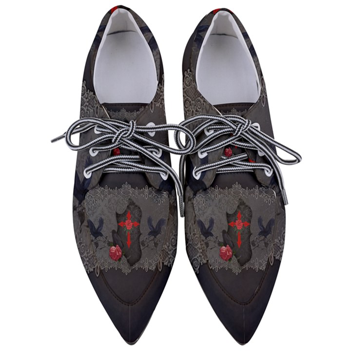 The Crows With Cross Women s Pointed Oxford Shoes