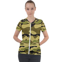 Fabric Army Camo Pattern Short Sleeve Zip Up Jacket by Vaneshart