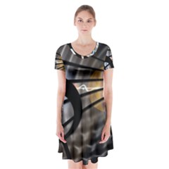 Music Treble Clef Minimal Short Sleeve V-neck Flare Dress by Alisyart