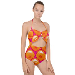 Pop Art Tennis Balls Scallop Top Cut Out Swimsuit by essentialimage