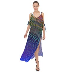 Abstract Circles Lines Colorful Maxi Chiffon Cover Up Dress by Vaneshart