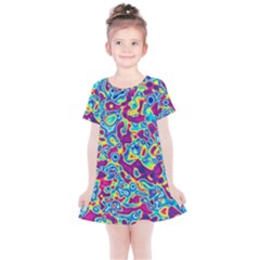 Ripple Motley Colorful Spots Abstract Kids  Simple Cotton Dress by Vaneshart