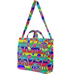 Rainbow Confetti Square Shoulder Tote Bag by bloomingvinedesign