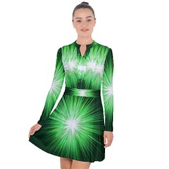 Green Blast Background Long Sleeve Panel Dress