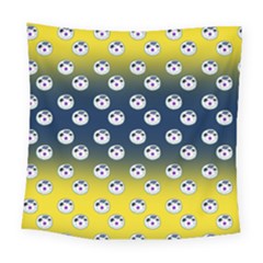 English Breakfast Yellow Pattern Blue Ombre Square Tapestry (large)