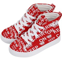 Keep Calm And Carry On Kids  Hi-top Skate Sneakers by Vaneshart