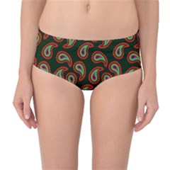 Seamless Paisley Pattern Mid-waist Bikini Bottoms by Vaneshart