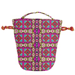 Red Rhombus And Other Shapes                                             Drawstring Bucket Bag by LalyLauraFLM