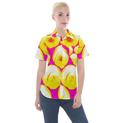 Pop Art Tennis Balls Women s Short Sleeve Pocket Shirt by essentialimage