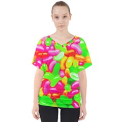 Vibrant Jelly Bean Candy V-neck Dolman Drape Top by essentialimage