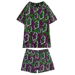 Green Fauna And Leaves In So Decorative Style Kids  Swim Tee And Shorts Set by pepitasart