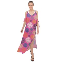 Abstract Seamless Pattern Graphic Pink Maxi Chiffon Cover Up Dress