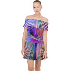 Rays Colorful Laser Ray Light Off Shoulder Chiffon Dress by Bajindul