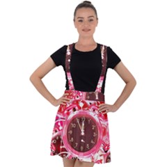 Clock Face 4 Velvet Suspender Skater Skirt